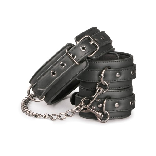 Easy Toys Faux Leather Collar and Handcuffs Bondage Set