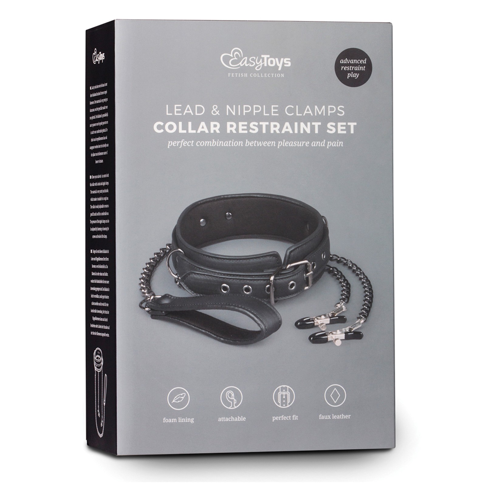 Collar de Cuero Sintético Easy Toys con Cadenas para Pezones Negro Reseña