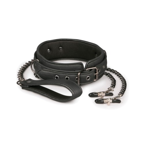 Collar de Cuero Sintético Easy Toys con Cadenas para Pezones Negro Reseña