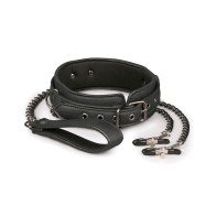 Easy Toys Faux Leather Collar with Nipple Chains Black Review