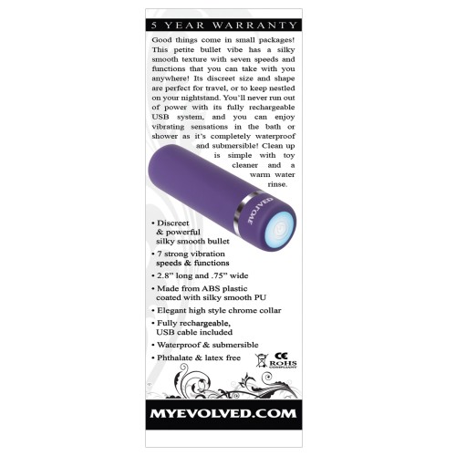 Evolved Purple Passion - Vibrador Bullet Recargable y A Prueba de Agua