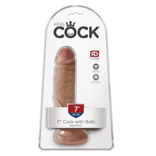 Falo King Cock de 7" con Testículos Beige