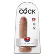 Falo King Cock de 7" con Testículos Beige