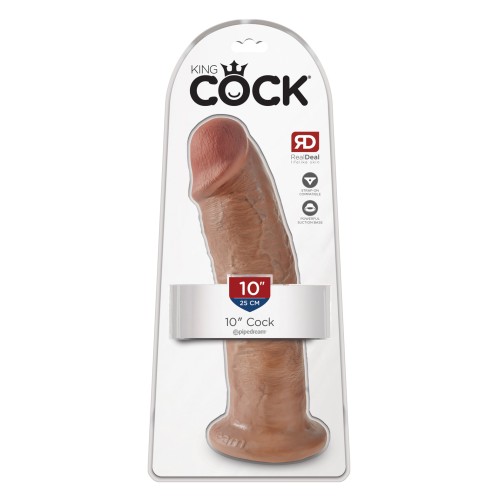 Dildo Realista King Cock de 10" para Fantasías Salvajes - Bronceado