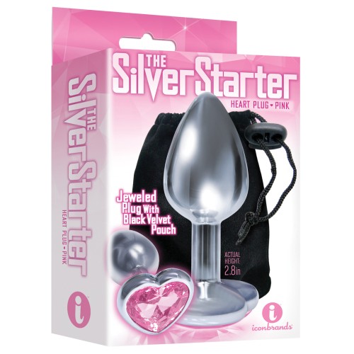 The 9's Bejeweled Heart Stainless Steel Plug - Pink