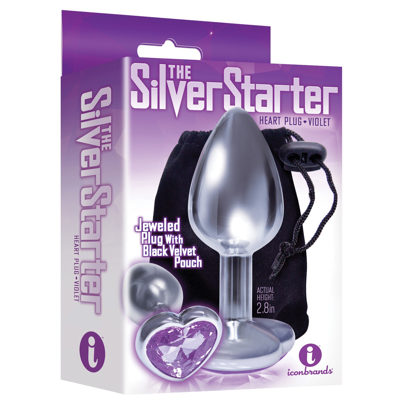 The 9's Bejeweled Heart Stainless Steel Plug - Violet