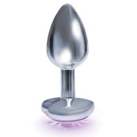 The 9's Bejeweled Heart Stainless Steel Plug - Violet