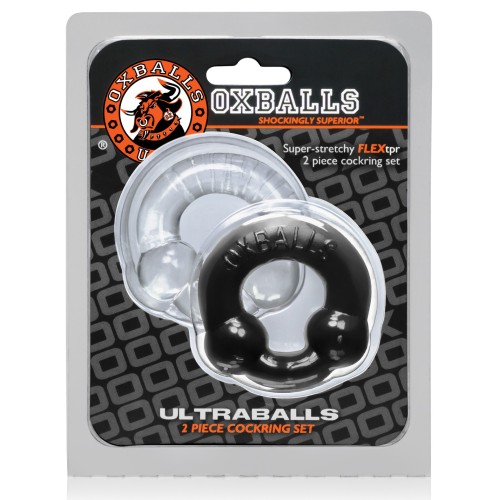 Oxballs Ultraballs Cock Rings Black/Clear Pack of 2