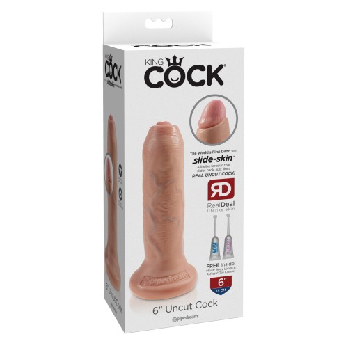 King Cock Uncut Dildo 6 Inch Flesh