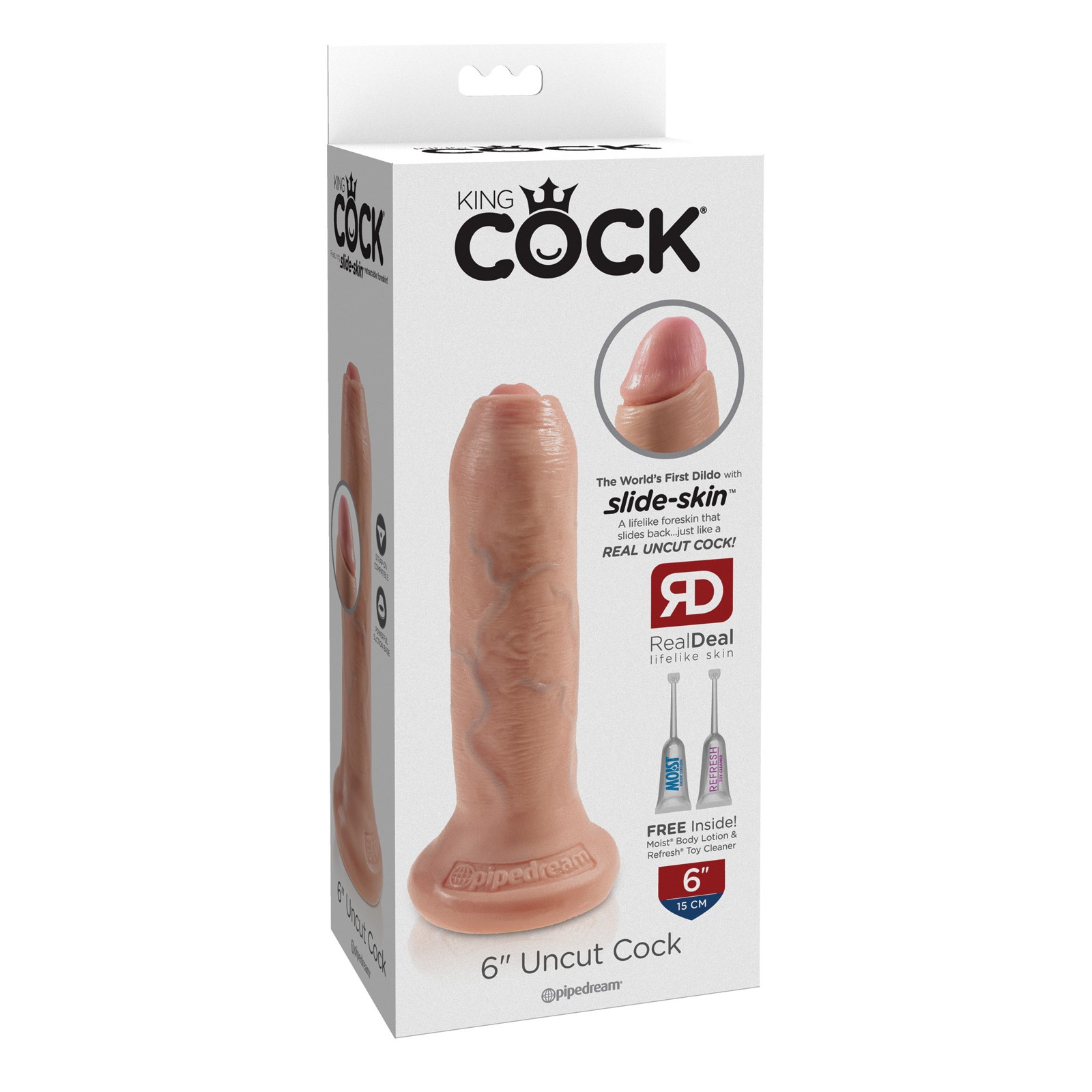 King Cock Uncut Dildo 6 Inch Flesh