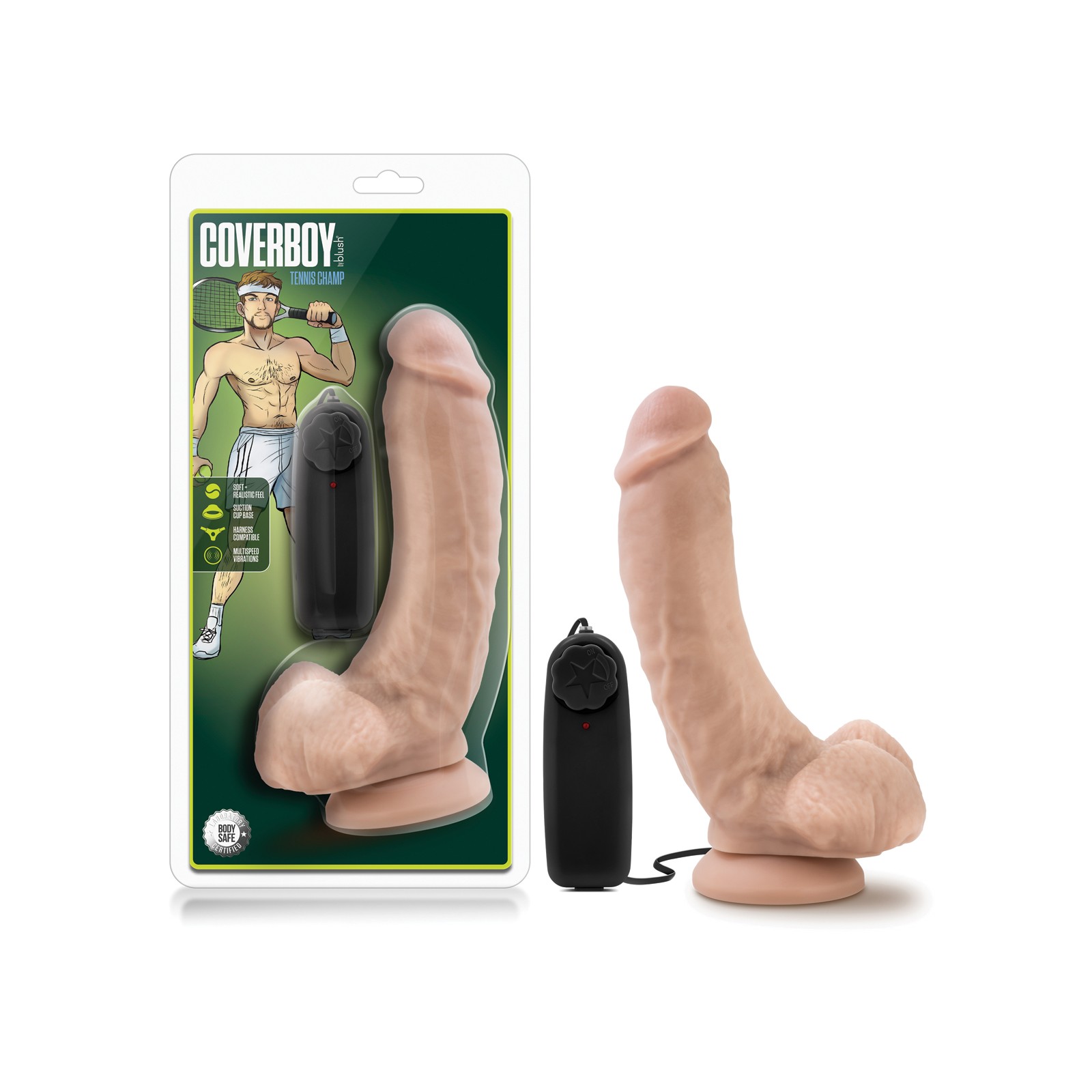 Coverboy Champ de Tenis 9" Dildo Vibrador Vainilla