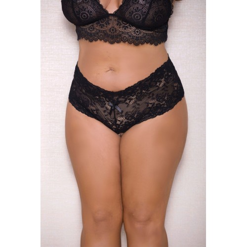 Lace & Pearl Boyshort - Black