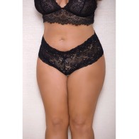 Boyshort de Encaje y Perlas - Negro