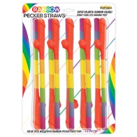 Pack of 10 Rainbow Pecker Straws