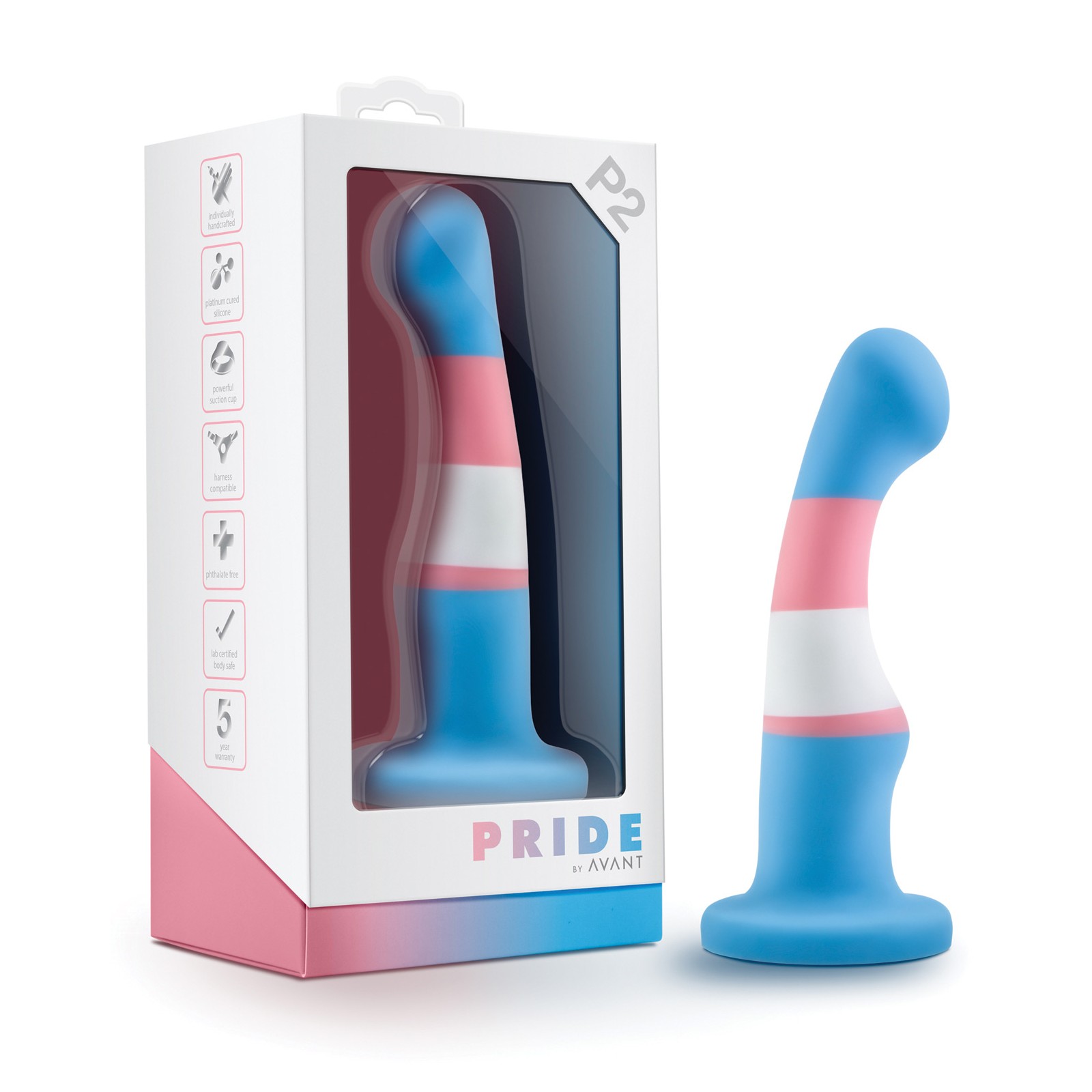 Blush Avant P2 Transgender Pride Silicone Dong True Blue