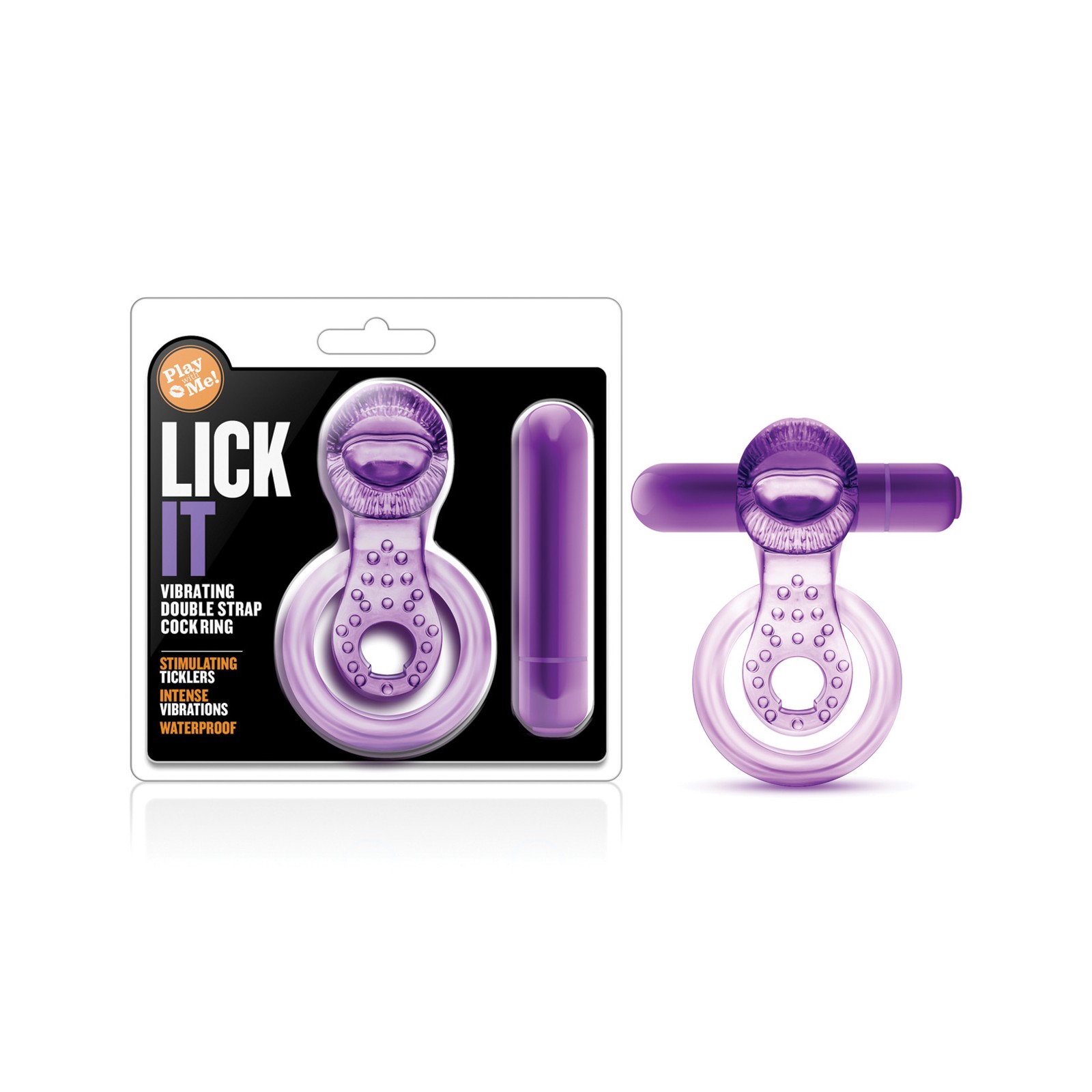 Blush Play with Me Lick it Vibrating Double Strap Cockring Purple