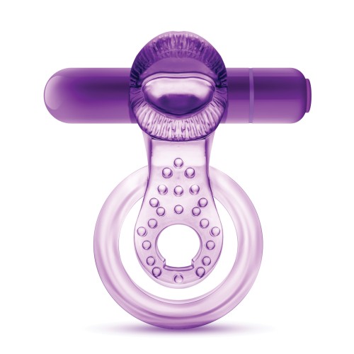 Blush Play with Me Lick it Vibrating Double Strap Cockring Purple