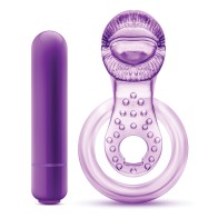 Blush Play with Me Lick it Vibrating Double Strap Cockring Purple