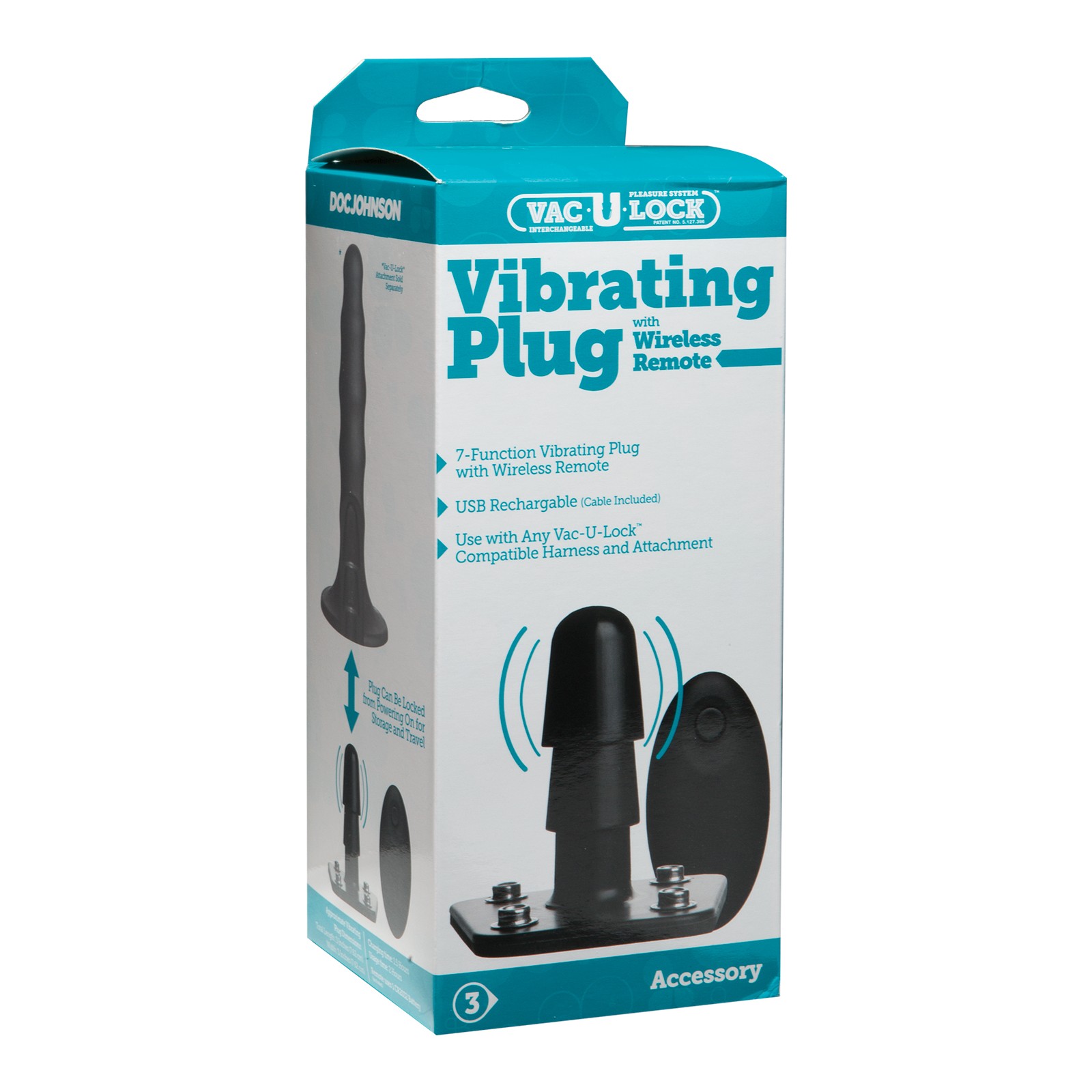 Plug Vibrante Vac-U-Lock con Control Remoto - Negro