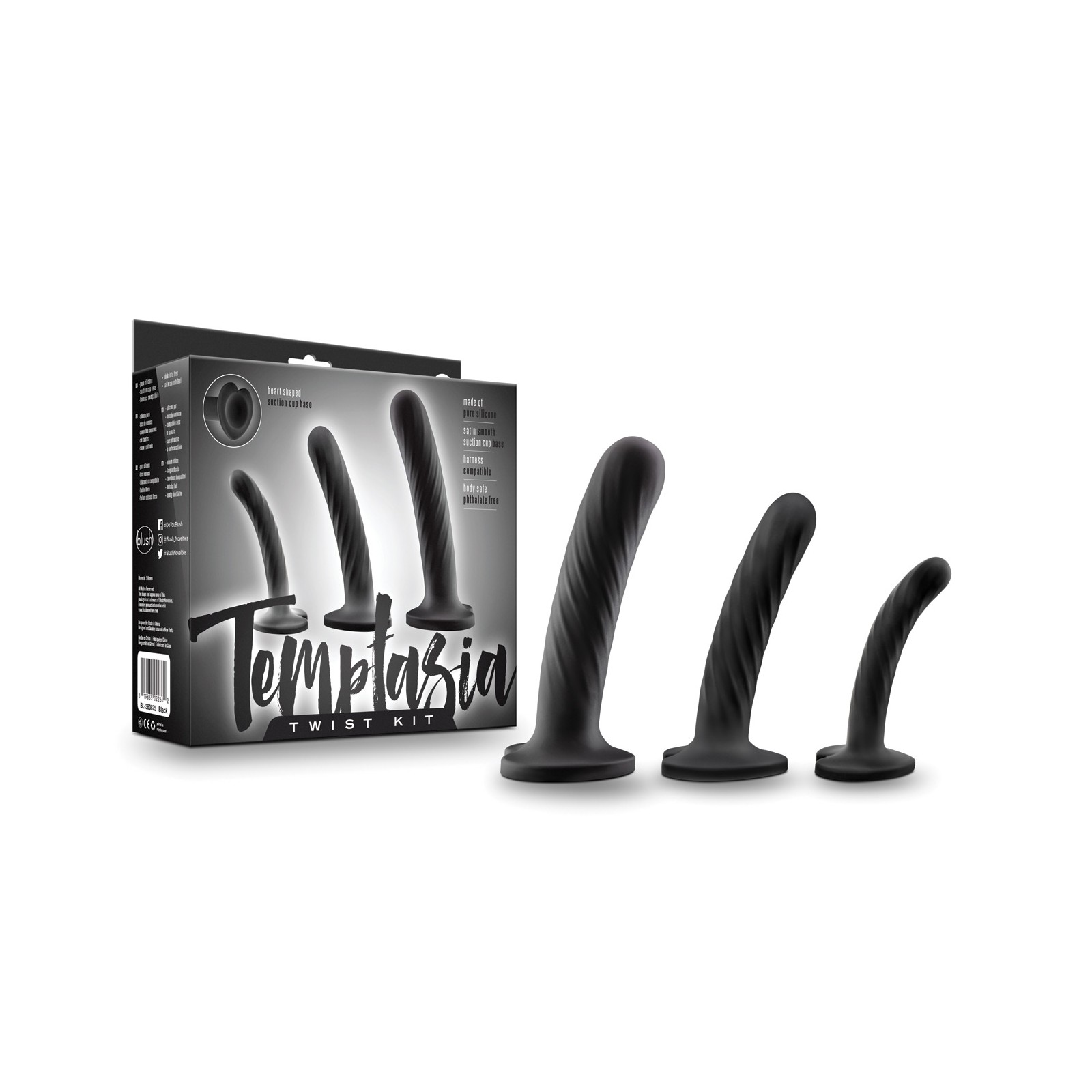 Kit de Dildos Temptasia Twist Negros Set de 3