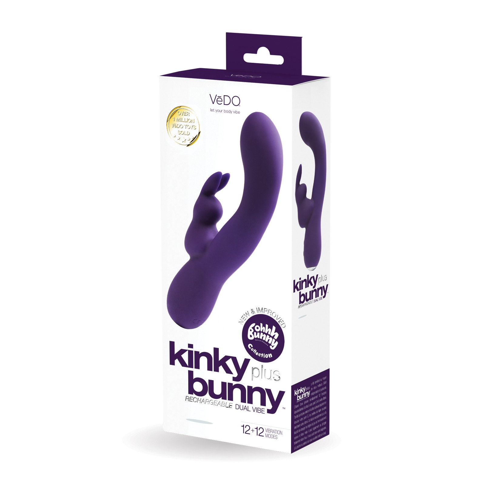 VeDO Kinky Bunny Plus Vibrador Dual Recargable Púrpura Profundo