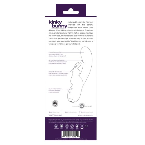 VeDO Kinky Bunny Plus Vibrador Dual Recargable Púrpura Profundo