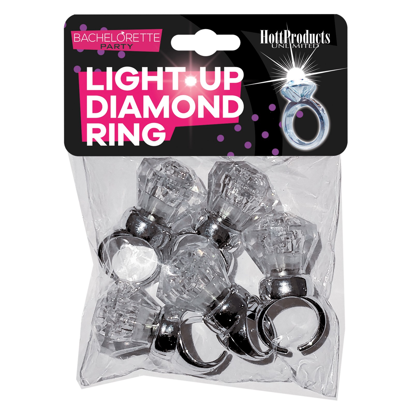 Light Up Diamond Ring Set - Pack of 5