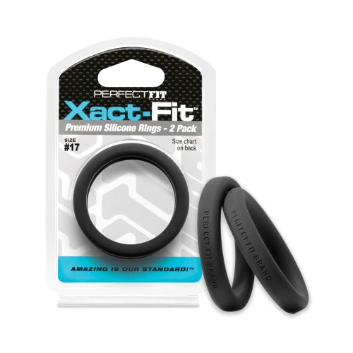 Perfect Fit Xact Fit #17 Black Cock Ring Pack of 2