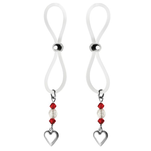 Bijoux de Nip Halos de Pezón con Encanto de Corazón en Rojo/Transparente