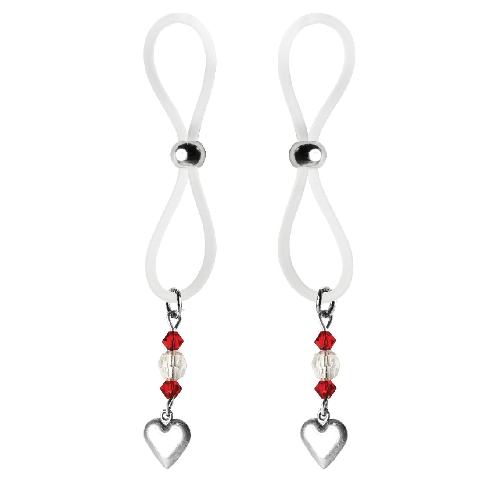 Bijoux de Nip Halos de Pezón con Encanto de Corazón en Rojo/Transparente