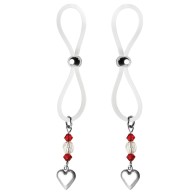 Bijoux de Nip Halos de Pezón con Encanto de Corazón en Rojo/Transparente