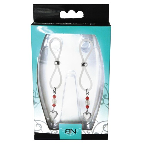 Bijoux de Nip Halos de Pezón con Encanto de Corazón en Rojo/Transparente