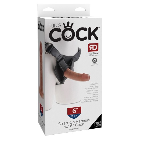 King Cock Strap-On Harness with 6 inch Cock Tan