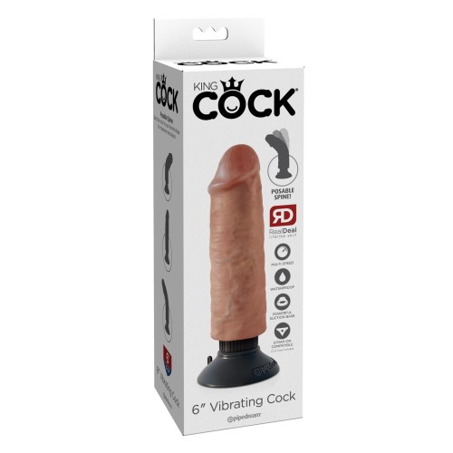 King Cock 6 Vibrating Cock Tan - Experience Ultimate Pleasure