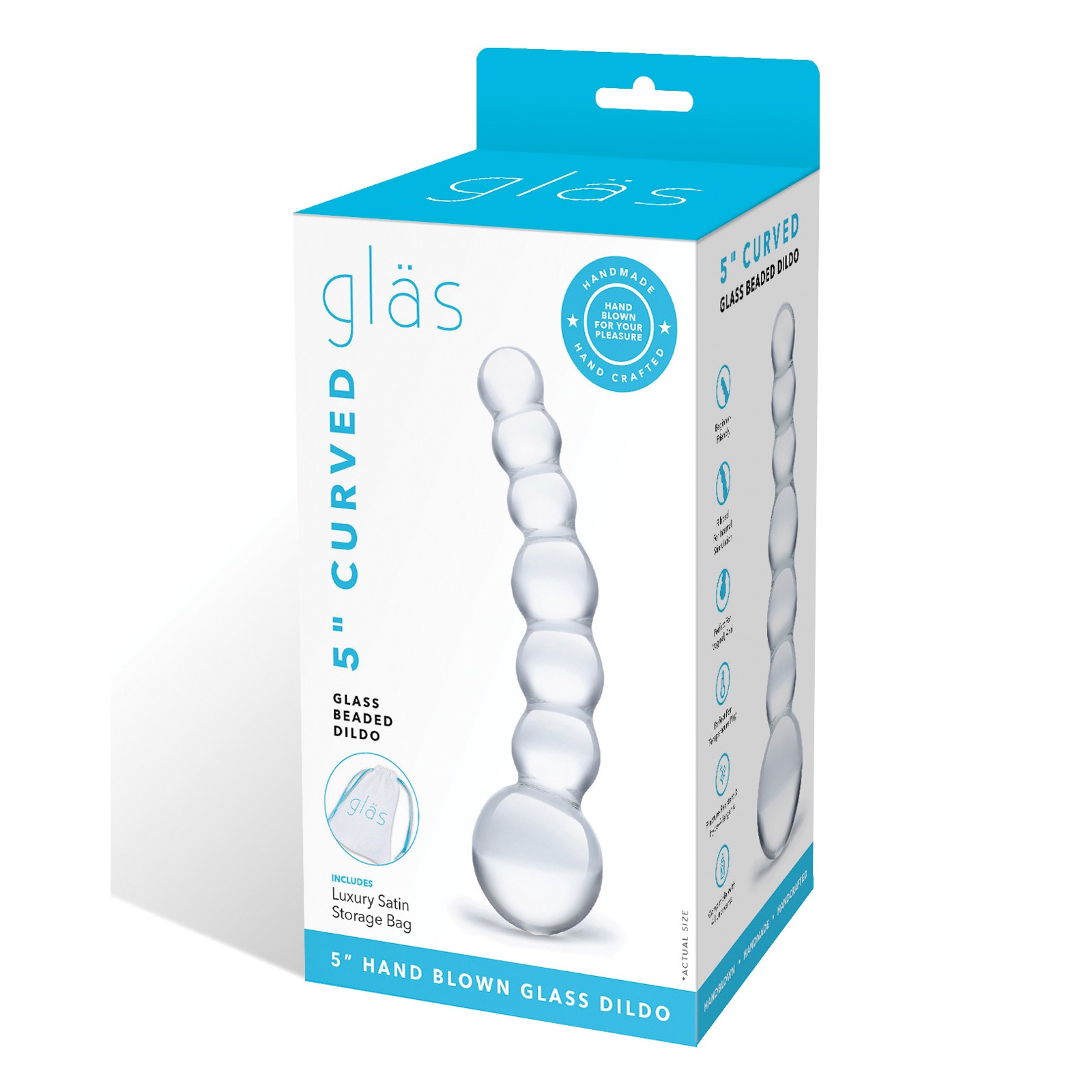 Glas 5" Curved Glass Beaded Dildo