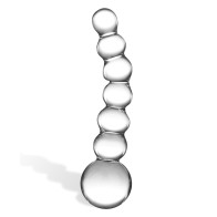 Dildo Curvado de Cristal con Perlas de 5"