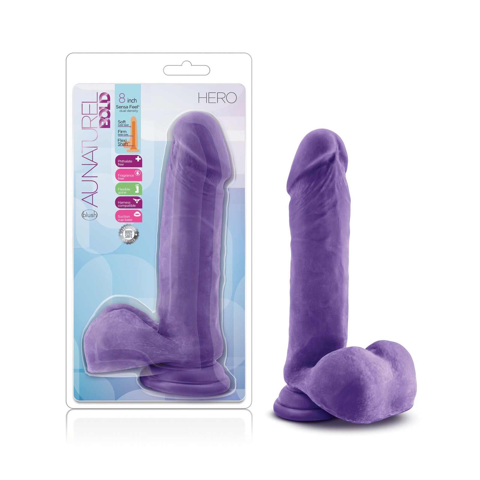 Blush Au Naturel Bold Hero 8 Dildo Purple