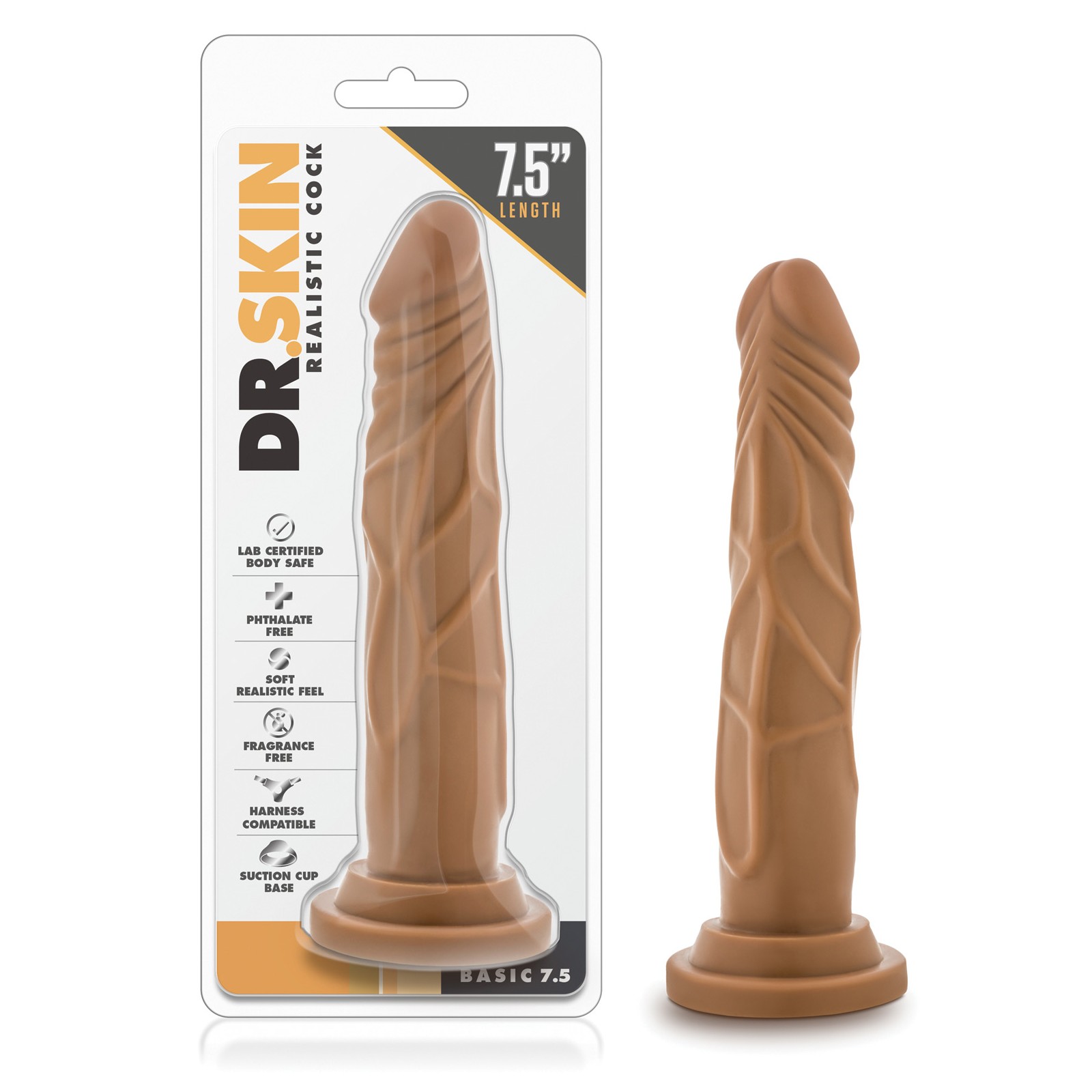 Blush Dr. Skin Realistic Cock Basic 7.5 inch Mocha