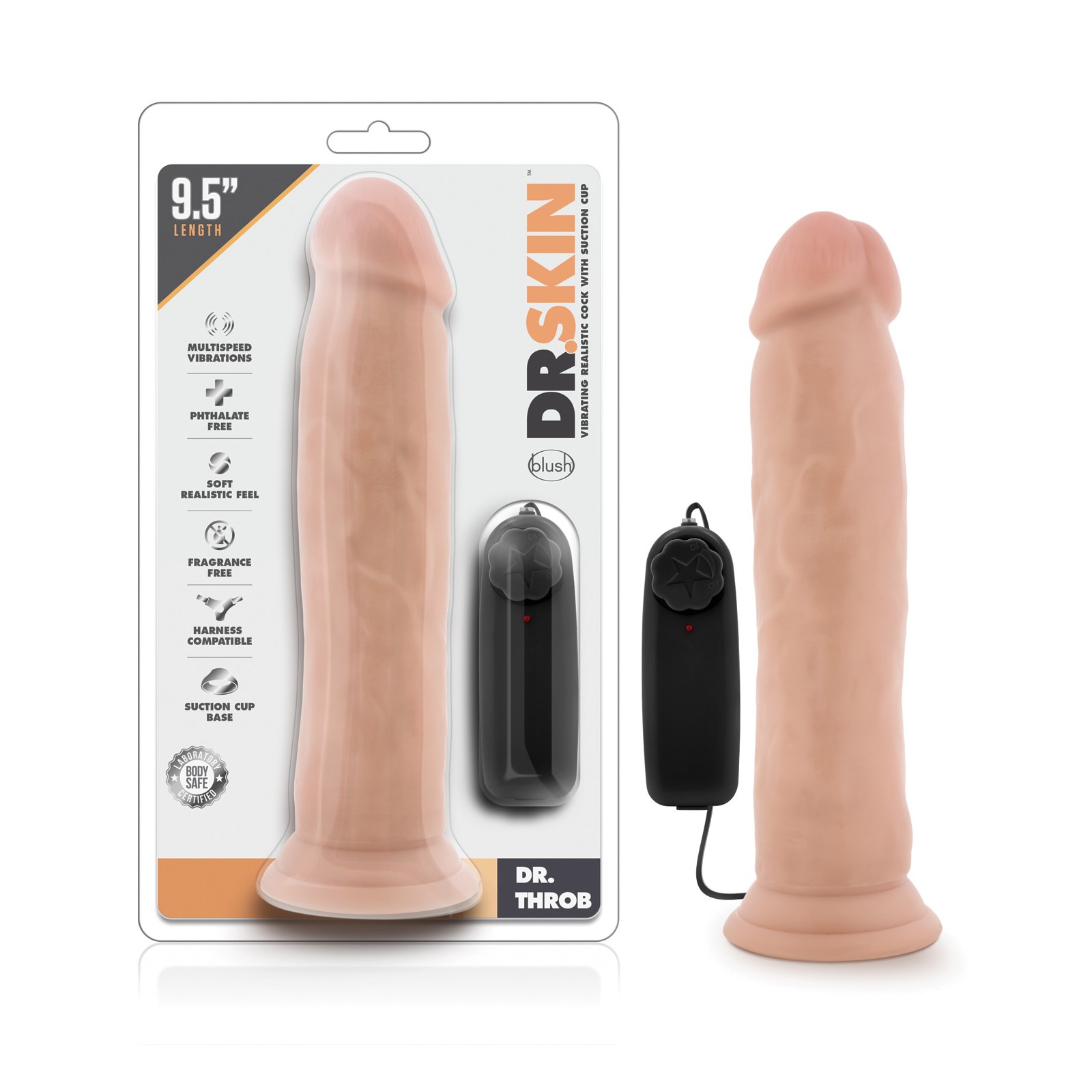 Blush Dr. Skin Vibrating Cock with Suction Cup