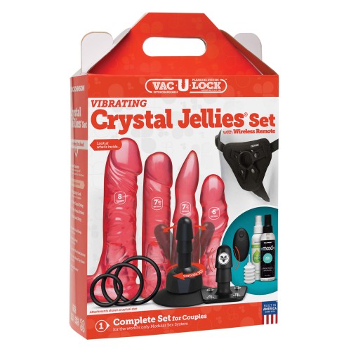 Vac-U-Lock Crystal Jellies Vibrating Set Pink