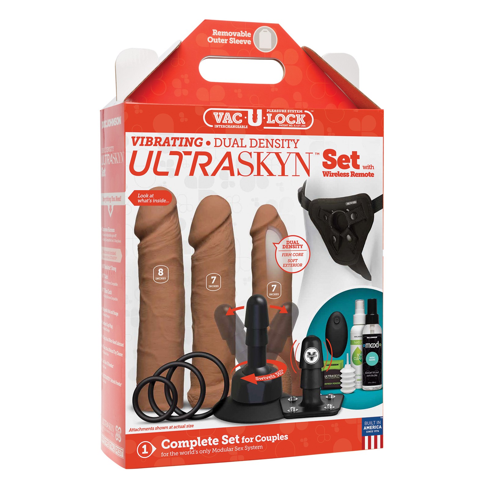 Conjunto Vac-U-Lock Vibrante de Densidad Dual ULTRASKYN Caramelo