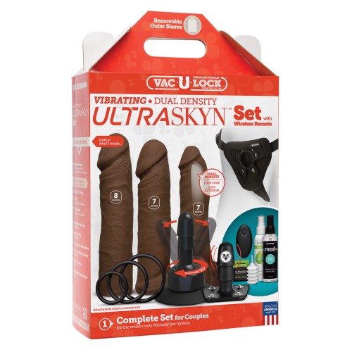 Vac-U-Lock Vibrating Dual Density ULTRASKYN Set Chocolate