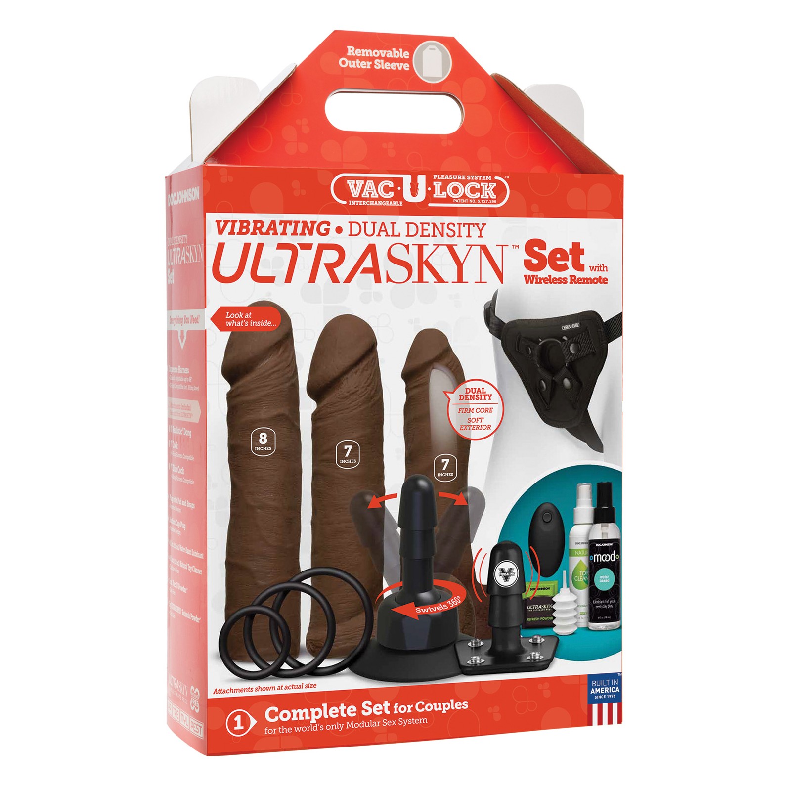 Vac-U-Lock Vibrating Dual Density ULTRASKYN Set Chocolate