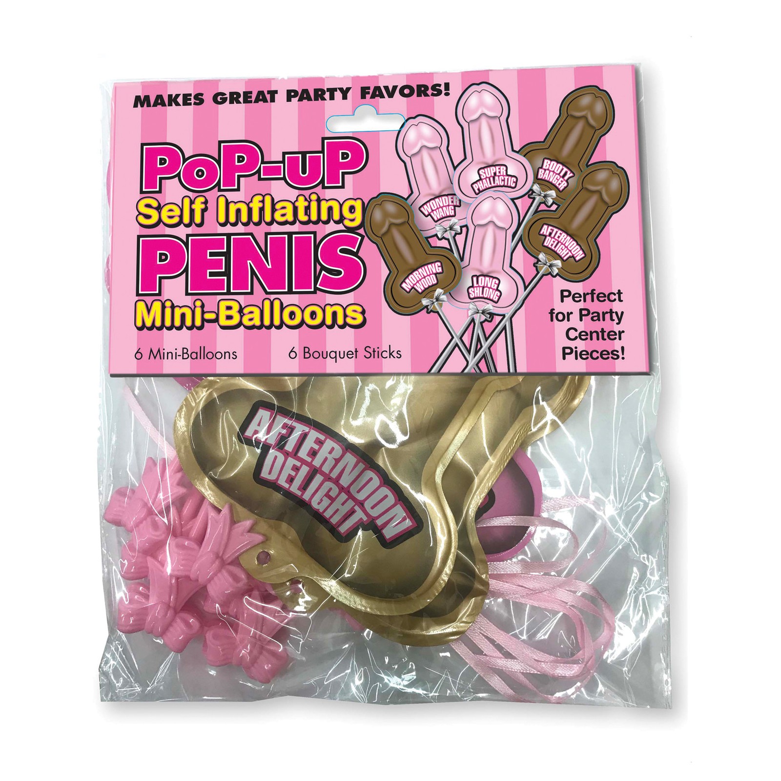 Self Inflating Penis Mini Balloons Pack of 6