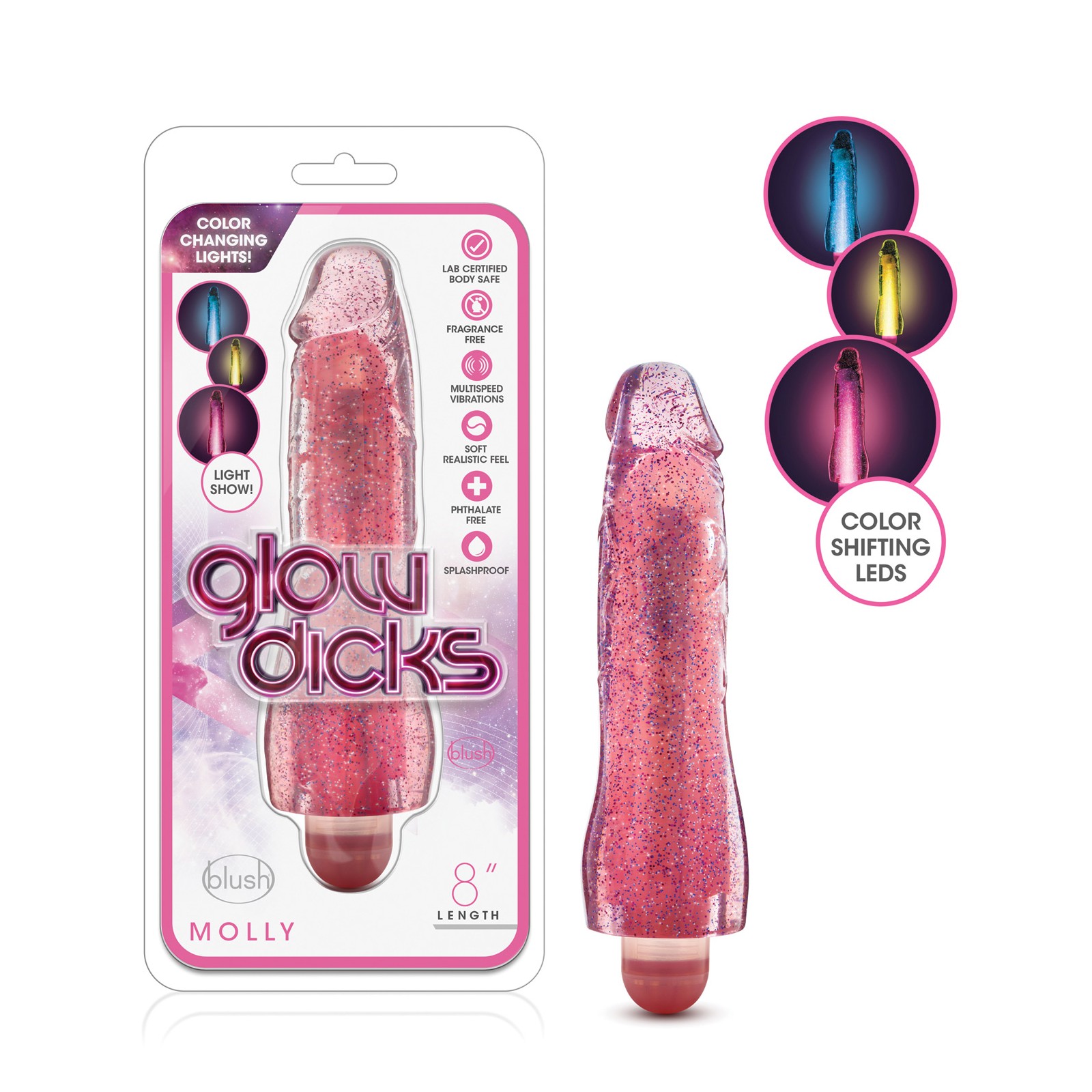 Blush Glow Molly Glitter Vibrator Pink