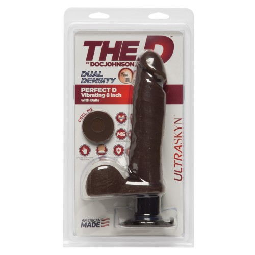 The D 8" Perfect D Vibrating with Balls - Chocolate