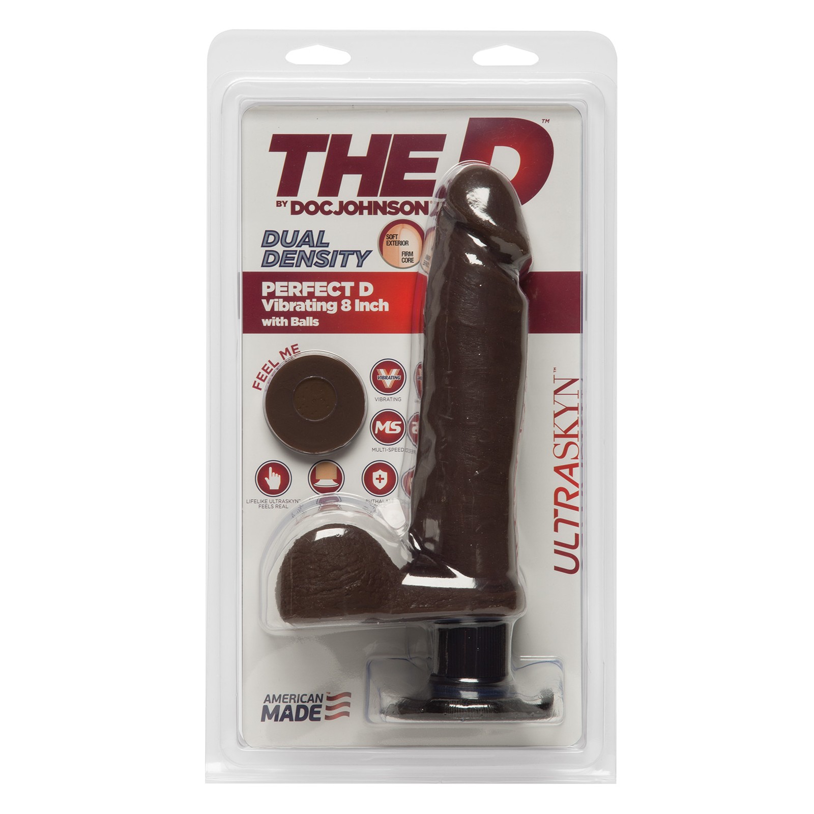 The D 8" Perfect D Vibrating with Balls - Chocolate