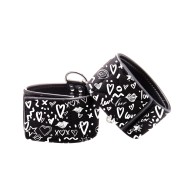 Shots Ouch Street Art Fashion Hand Cuffs - Black