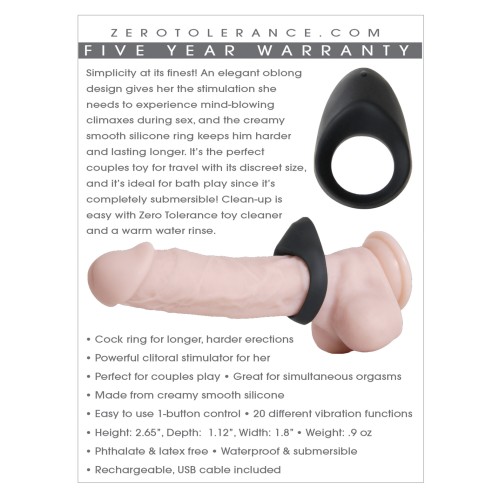 Anillo Cock Zero Tolerance Night Rider Negro | Placer para Parejas