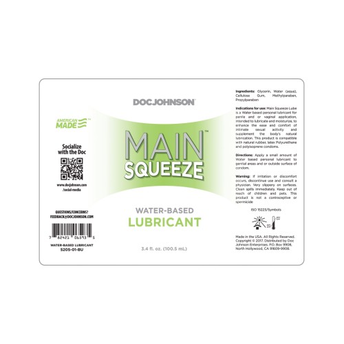 Main Squeeze Water-Based Lubricant - 3.4 oz